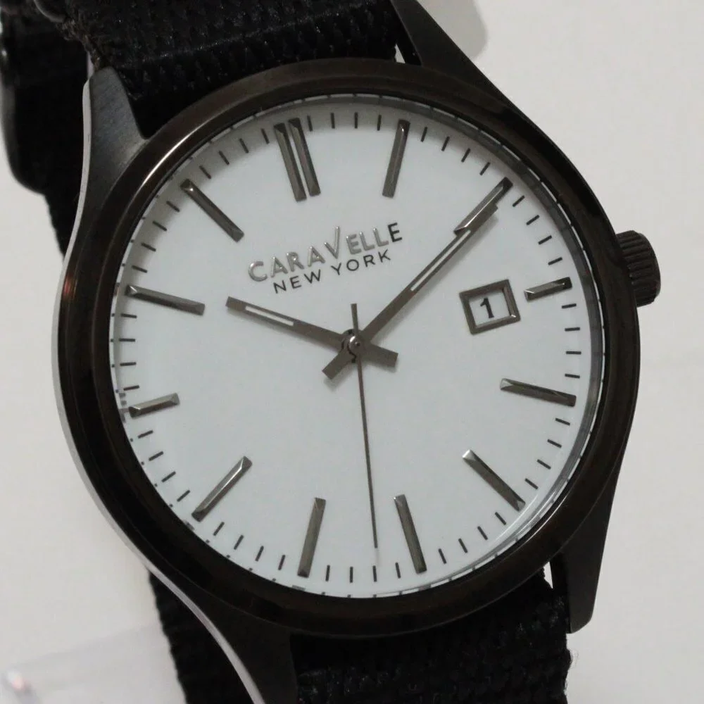 Caravelle Men's Quartz Field Watch By Bulova Black NATO Strap Black Case 41mm